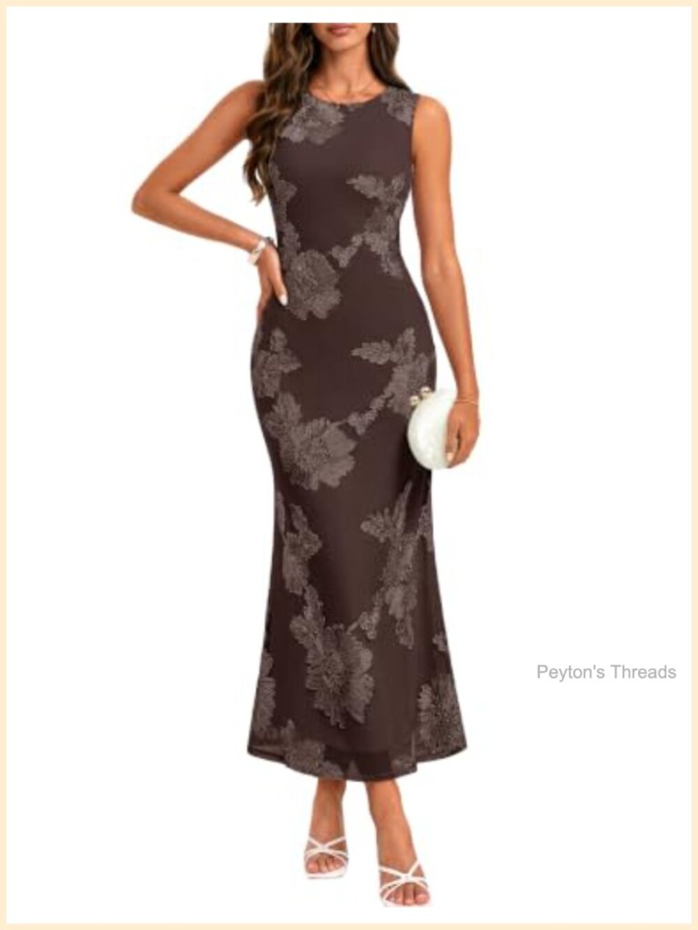 Floral Applique Bodycon Midi Party Dress